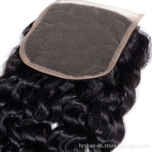 Hair Frontal Closure Human Hair Bundles with 13x4 Free Part Lace Frontal Closure Water Wave Peruvian hair bundle wi